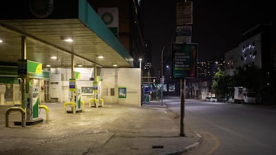 An empty garage with no vehicles or staff during lockdown in South Africa. EPA