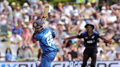 Sri Lanka’s Lahiru Thirimanne is out for two bowled by New Zealand’s Matt Henry in the fifth one-day international at Blake Park in Mount Maunganui, Tauranga on Tuesday. Ross Setford / AP Photo