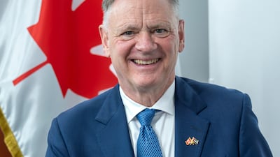 David McGuinty, Canada’s Minister of National Defence, during an interview with The National at the Embassy of Canada in Abu Dhabi on Tuesday. Ahmed Ramzan / The National