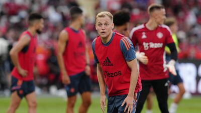 Manchester United's Donny van de Beek during training. Reuters