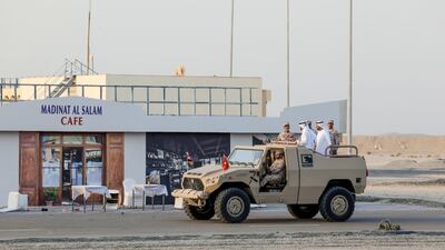 Sheikh Hamdan bin Mohammed, Crown Prince of Dubai, attends the graduation of the 18th cohort of the national military service at Seih Hafeir in Abu Dhabi