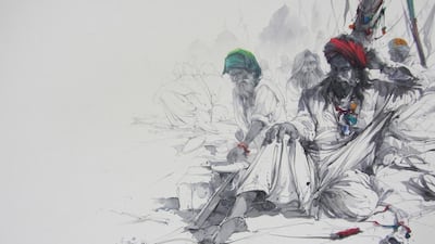 A painting from the exhibition Gardbaad by Ali Abbas. Courtesy Mussawir Gallery