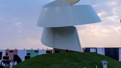 The Scroll is a 36.5-metre artwork made from laser-cut rolled steel plates, which have been treated to make sure the sculpture is protected from any erosion due to sandstorms. Courtesy Shurooq-Sharjah