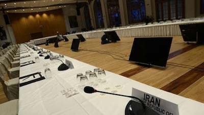 A place was set for Iran at the venue for the Syria peace talks in Montreux, Switzerland, yesterday, but objections to the country's participation threaten to derail the conference. Philippe Desmazes / AFP