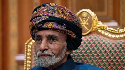 Sultan of Oman Qaboos bin Said Al Said sits during a meeting with Secretary of State Mike Pompeo at the Beit Al Baraka Royal Palace in Muscat. Pool Photo via AP, File