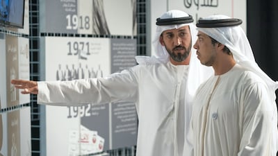 Mohamed Al Mazrouei pictured with Sheikh Mansour bin Zayed, Deputy Prime Minister and Minister of Presidential Affairs. Photo: Ryan Carter for Crown Prince Court Abu Dhabi