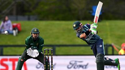 Mohammad Rizwan top-scored for Pakistan against Bangladesh in Christchurch. Getty
