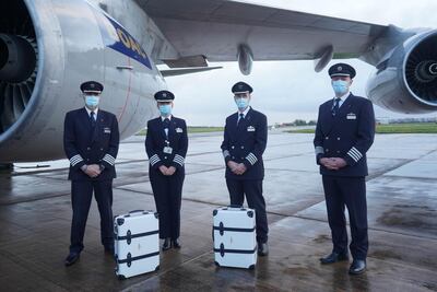 Two of the carry-on bags flew on the last BA 747 flight in December 2020 and were auctioned off to raise money for Comic Relief. Courtesy BA