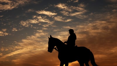 A jockey enjoys a morning ride at the Saudi Cup 2023 at King Abdulaziz Racecourse in Riyadh, Saudi Arabia. Getty Images