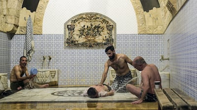 For centuries, men have come to the bathhouses of the northern Syrian city to wash, listen to music and even eat.
