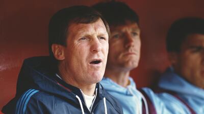 Aston Villa manager Billy McNeill looks on from the bench as his team lose 3-0 to Charlton Athletic at Selhurst Park on April 20, 1987 in London, England. Getty Images