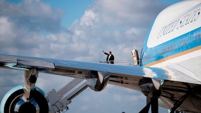 US president Donald Trump boards Air Force One at Palm Beach International Airport in Florida. Jim Watson / AFP Photo