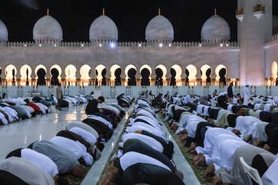 Worshippers gather to perform tahajjud prayers at Sheikh Zayed Grand Mosque in Abu Dhabi. All photos: Victor Besa / The National