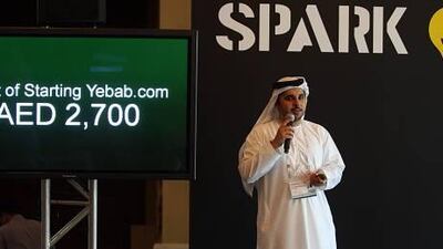 Murshed Mohammed Ahmed talks about his online wedding business, Yebab.com, during the Celebration of Entrepreneurship two-day event held at the Madinat Jumeirah in Dubai.