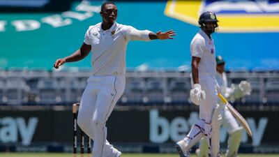 South Africa's Lungi Ngidi celebrates after taking the wicket of India's Ravichandran Ashwin for 16. AFP