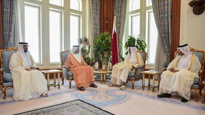 Sheikh Abdullah bin Zayed, Minister of Foreign Affairs and Sheikh Tamim bin Hamad Al Thani, Emir of Qatar meet in Qatar. Wam