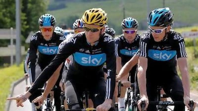 Bradley Wiggins and teammate Christopher Froome are first and third in the race standings.