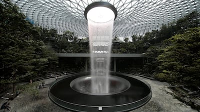 The rain vortex inside Jewel Changi in Singapore. The Jewel is a hub that links Changi Airport's Terminals 1, 2, and 3. EPA