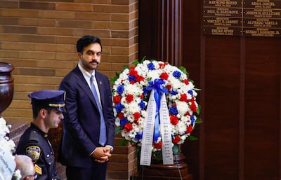 New York City Mayor Zohran Mamdani attends an unveiling ceremony for a new 9/11 Memorial Wall at One Police Plaza in New York, on September 9. AFP