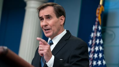 National Security Council spokesman John Kirby speaks during a briefing at the White House. AP