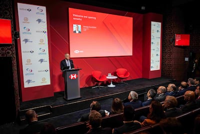 Georges Elhedery, group chief executive of HSBC speaking at the GCC Stock Exchanges conference in London. Photo HSBC