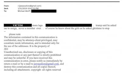 A newly released email from disgraced late financier and sex offender Jeffrey Epstein, referencing his former companion Ghislaine Maxwell and US President Donald Trump. Reuters