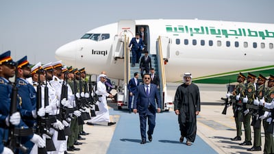 Sheikh Khaled with Mr Al Sudani at the Presidential Airport