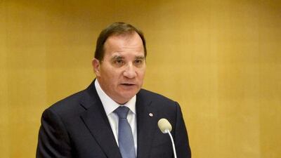 Sweden's new prime minister Stefan Lofven announces his new government in the Swedish Parliament in Stockholm on October 3 Jonas Ekstromer, / AP