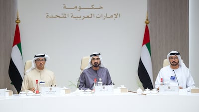 Sheikh Mohammed bin Rashid, Vice President, Prime Minister and Ruler of Dubai, chairs a special meeting of the UAE Cabinet on November 19 at the Dubai Airshow 2025, held this week at Dubai World Central. Also present were Sheikh Mansour bin Zayed, Vice President, Deputy Prime Minister and Chairman of the Presidential Court, and Mohammed Al Gergawi, Minister of Cabinet Affairs. All images: Sheikh Mohammed / X