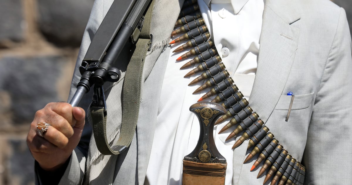 Photo: The National A Houthi rebel in Sanaa takes part in a campaign to mobilise more fighters on Wednesday. EPA