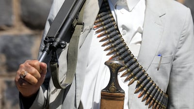 A Houthi rebel in Sanaa takes part in a campaign to mobilise more fighters on Wednesday. EPA
