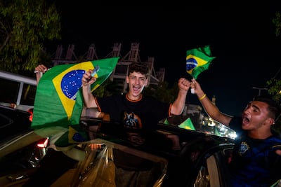 Lebanese fans of Brazil to celebrate the World Cup victory over Japan. Getty Images
