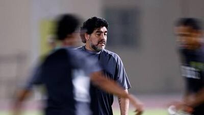 Diego Maradona took his first session as coach of Al Wasl in August last year.