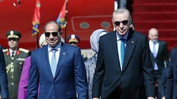 Egyptian President Abdel Fattah El Sisi, left, welcomed Turkish President Recep Tayyip Erdogan to Cairo in February. EPA