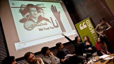 The Culture Under Fire panel discussion gets underway at the Reel Syria festival in London. Dave Stelfox for The National