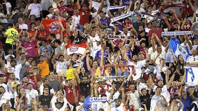 Fans celebrates during Real Madrid’s friendly against Bayern Munich during the International Champions Cup on Wednesday, August 3, 2016, in East Rutherford, NJ. Bill Kostroun / AP Photo