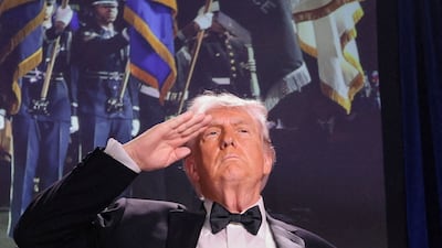 U. S. President Donald Trump salutes during the annual White House Correspondents' Association dinner in Washington, D. C. , U. S. , April 25, 2026. REUTERS / Jonathan Ernst TPX IMAGES OF THE DAY