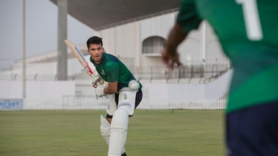Young cricketer Shivank Vijaykumar practising at the Zayed Cricket Stadium. Antonie Robertson / The National