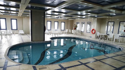 The swimming pool in the building