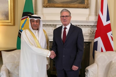 Britain's Prime Minister Keir Starmer meets Jasem Mohamed Al Budaiwi, Secretary General of the Gulf Co-operation Council. Getty