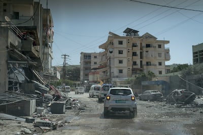 A convoy of ambulances during the funeral of paramedic Mahdi Abu Zaid on Thursday in Nabatieh. Getty images
