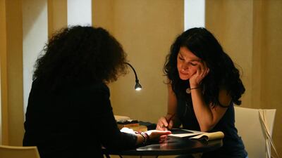 3 Silent Fortune Telling: In a continuing international project, the artist Annabel Daou explored notions of power, fascination and simultaneous fear of knowledge about the future, cynicism and belief, in an interactive installation called Fortune. Everyday, Daou invited fair visitors to sit with open palms for a silent palm reading. In a “line for a line” exchange, she wrote to the participant telling them where they were coming from and where they were going. Linked to her artwork that showed in Tanja Wagner gallery’s booth, Daou is interested in attempts to crystallise the intangible in words. Pawan Singh / The National