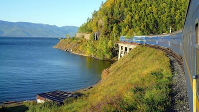 The Golden Eagle passing in Lake Baikal. Courtesy Golden Eagle Luxury Trains