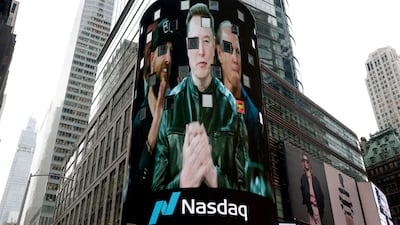 SpaceX chief executive Elon Musk appears on the Nasdaq MarketSite, New York, before his company's IPO on June 12. Reuters