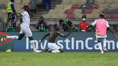 Alhaji Kamara celebrates scoring his Sierra Leone's second goal. AFP