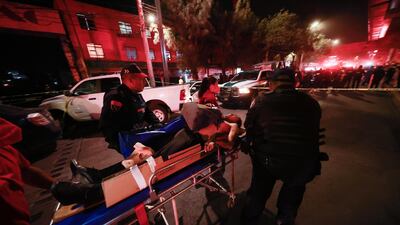 Injured people are carried away by stretcher after a raised subway track collapsed in Mexico City. The Line 12 accident happened between Olivos and Tezonco metro stations. Getty
