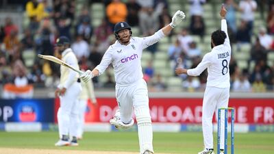 England batsman Jonny Bairstow celebrates reaching his century. Getty
