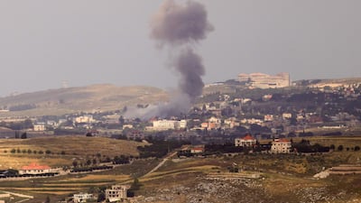 Smoke rises from the site of an Israeli strike on the village of Mayfadoun in Lebanon. Israel attacks damaged a hospital in the region. AFP