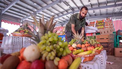 Eid baskets are prepared at the Abu Dhabi Fruits and Vegetables Market. Victor Besa / The National