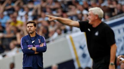Tottenham Hotspur manager Mauricio Pochettino and Newcastle United manager Steve Bruce. Reuters